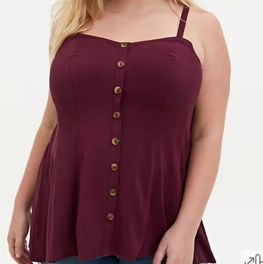 Torrid Burgundy Swing Camisole with Buttons